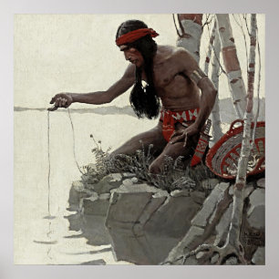 NC Wyeth Western Painting „Fischen“ Poster