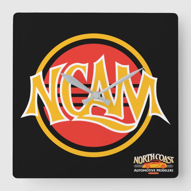 NCAM-Workshop-Uhr Quadratische Wanduhr (Vorderseite)