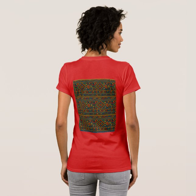 Ndebele Afrikanisches Muster T-Shirt (Schwarz voll)
