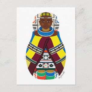 Ndebele, Südafrikanische Matryoshka Postcard Postkarte