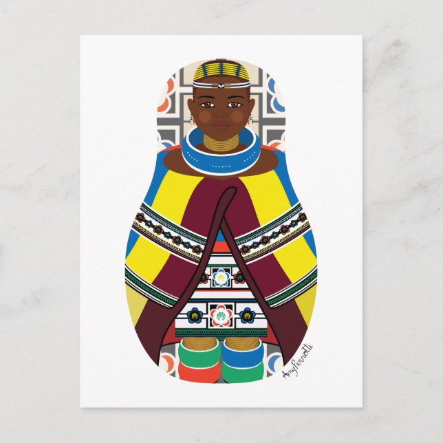 Ndebele, Südafrikanische Matryoshka Postcard Postkarte (Vorderseite)