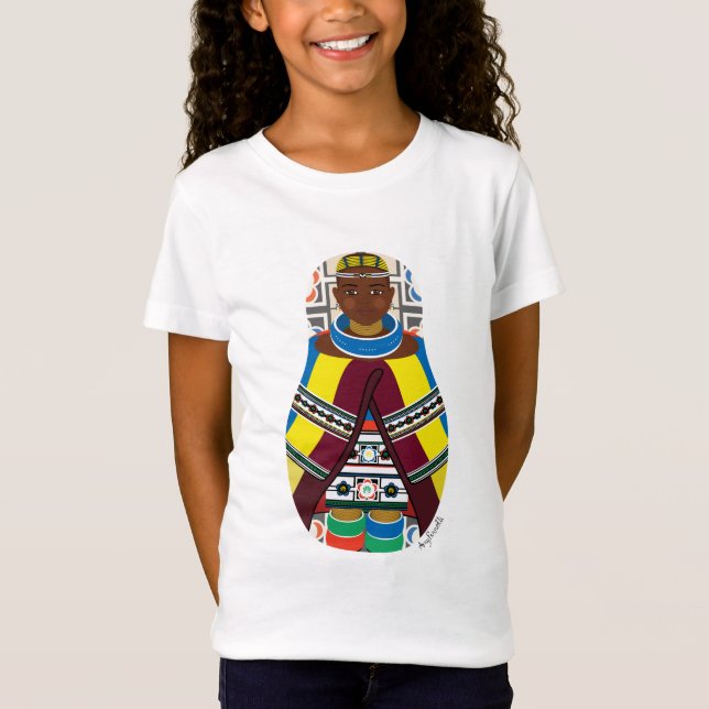 Ndebele, südafrikanischer Matryoshka-Girls-T - Shi T-Shirt (Vorderseite)