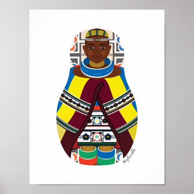 Ndebele, Südafrikanisches Matryoshka-Poster Poster (Vorne)