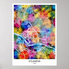 N'Djamena Chad City Map Poster