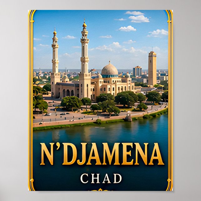 N'Djamena Chari-Fluss und Wüstenhorizonte Poster (Vorne)
