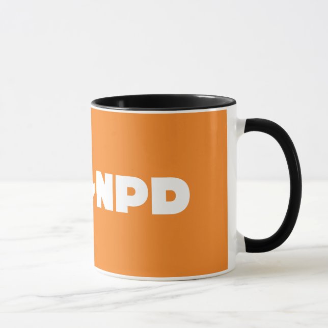 NDP Schwarzes 11 Unze-Wecker-Tasse Tasse (Rechts)