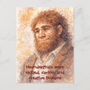 Neandertaler-Porträt Aquarell Lustige Postkarte
