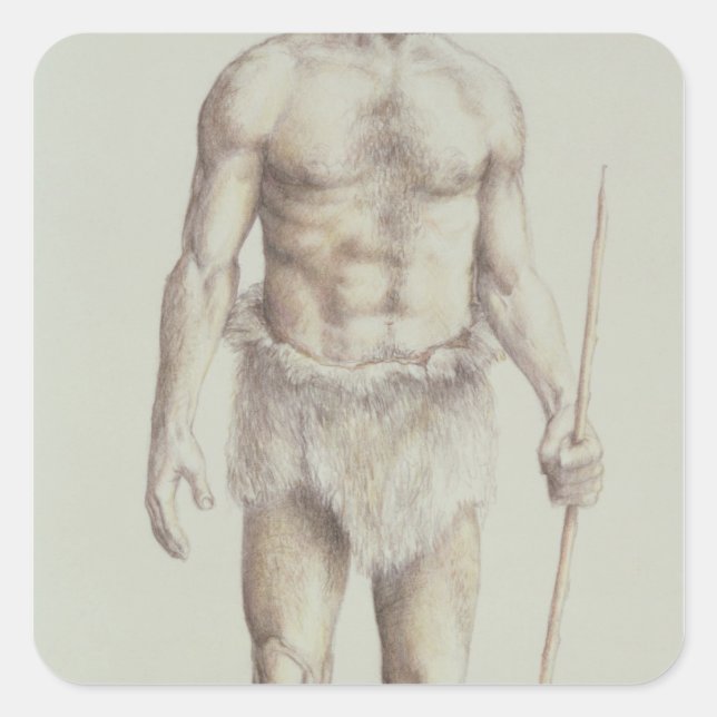 Neanderthaler Man Quadratischer Aufkleber (Vorderseite)