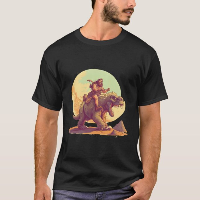Neanderthaler Rides Monster T-Shirt (Vorderseite)