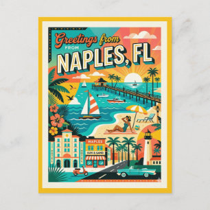 Neapel FL Golfküste Retro 1960er Jahre Whimsical Postkarte