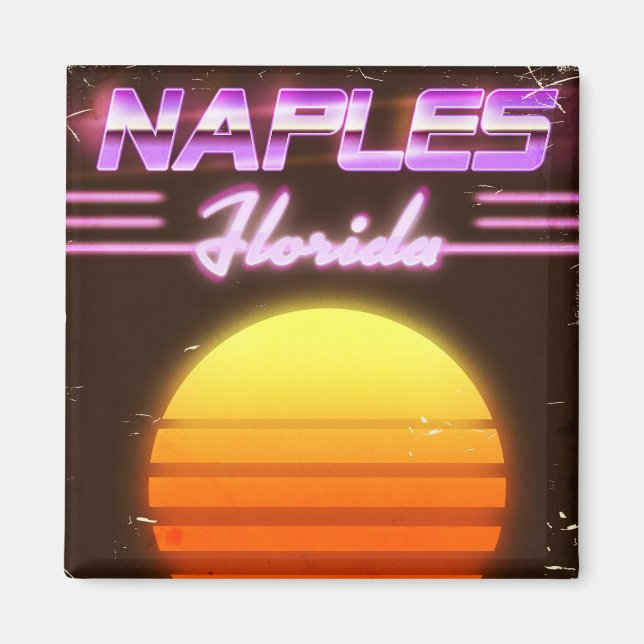 Neapel Florida 1980er Reiseplakat Magnet (Vorne)