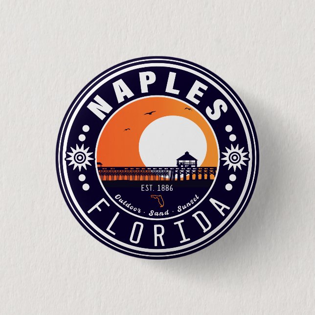 Neapel Florida Beach Retro Sunset Pier 80er Button (Vorderseite)