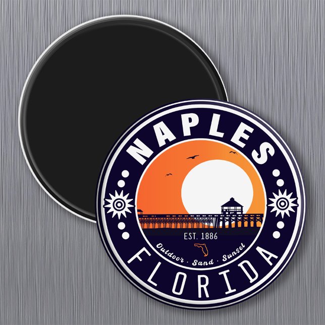 Neapel Florida Beach Retro Sunset Pier 80er Magnet (Von Creator hochgeladen)
