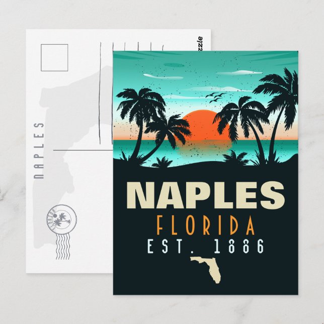 Neapel Florida Beach Retro Sunset Souvenirs 60er Postkarte (Vorne/Hinten)