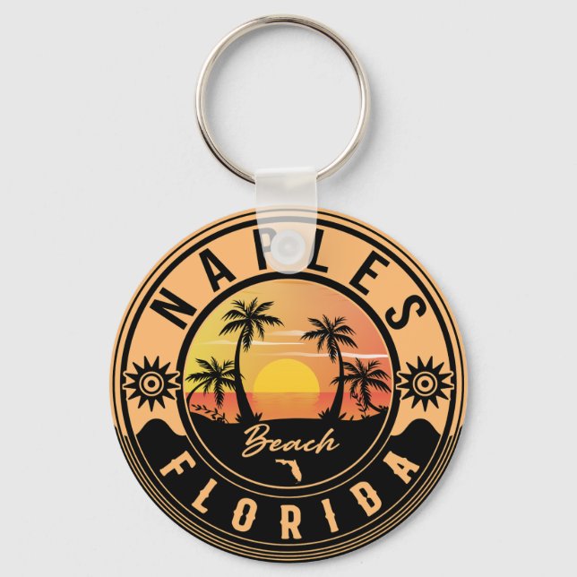 Neapel Florida Beach Retro Sunset Souvenirs Schlüsselanhänger (Vorderseite)