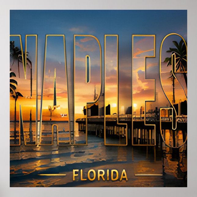 Neapel Florida Golfküste Reise Urlaubserinnerungen Poster (Vorne)