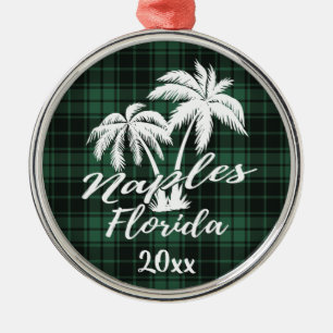 Neapel Florida Palm Tree Grüne Kariert Ornament Aus Metall