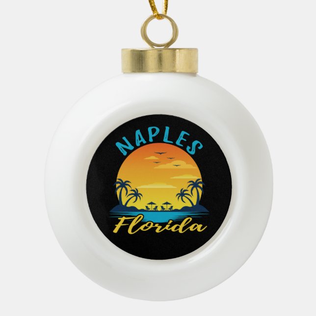Neapel Florida Palm Trees Beach Keramik Kugel-Ornament (Vorderseite)