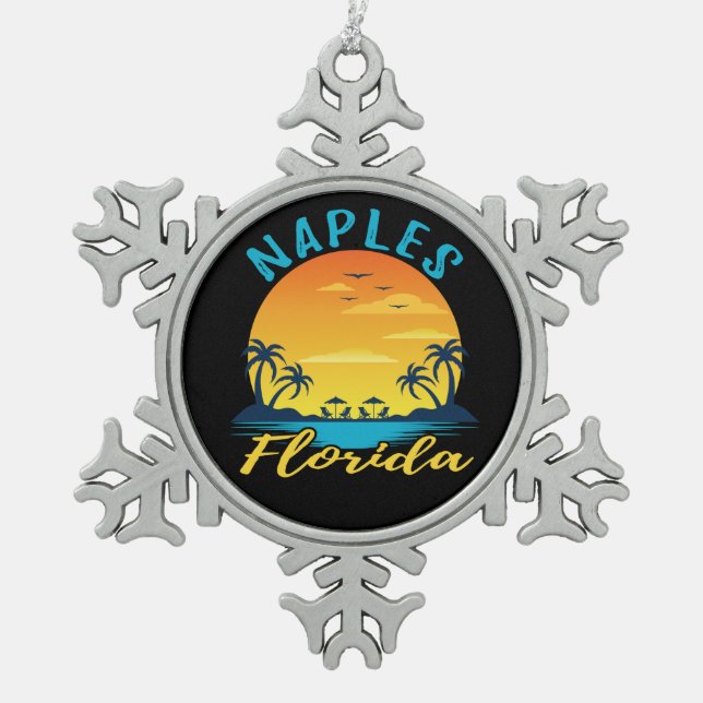 Neapel Florida Palm Trees Beach Schneeflocken Zinn-Ornament (Vorderseite)