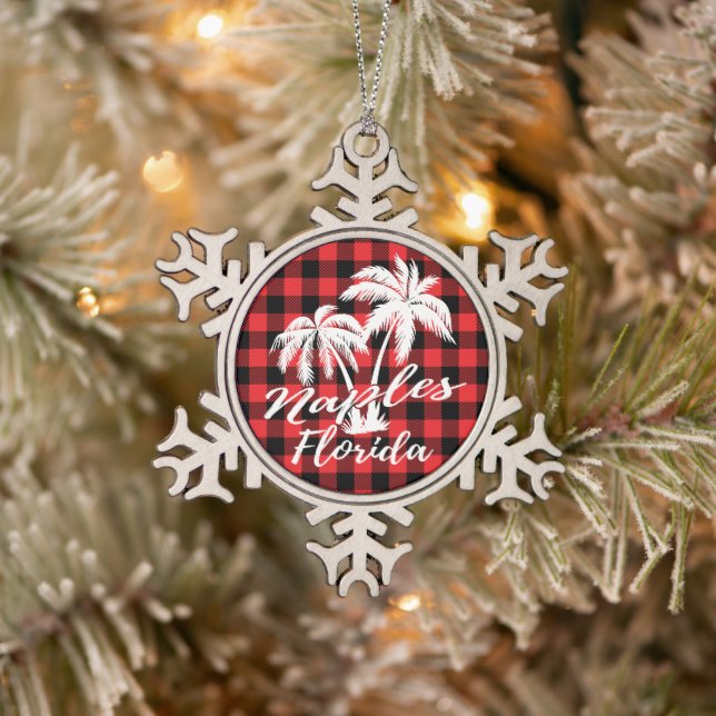 Neapel Florida Palm Trees Beach Schneeflocken Zinn-Ornament (Baum)