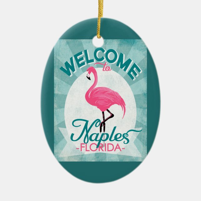 Neapel Florida Pink Flamingo Retro Keramik Ornament (Vorne)