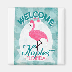 Neapel Florida Pink Flamingo - Vintage Retro-Reise Magnet