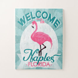 Neapel Florida Pink Flamingo - Vintage Retro-Reise Puzzle