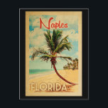 Neapel Florida Postcard Palm Tree Beach Vintag Postkarte<br><div class="desc">Neapel Florida Design im Vintage Travel Stil mit einer Palme am Strand mit Ozean und Himmel.</div>