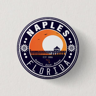 Neapel Florida Strand Retro Sonnenuntergang Pier 8 Button