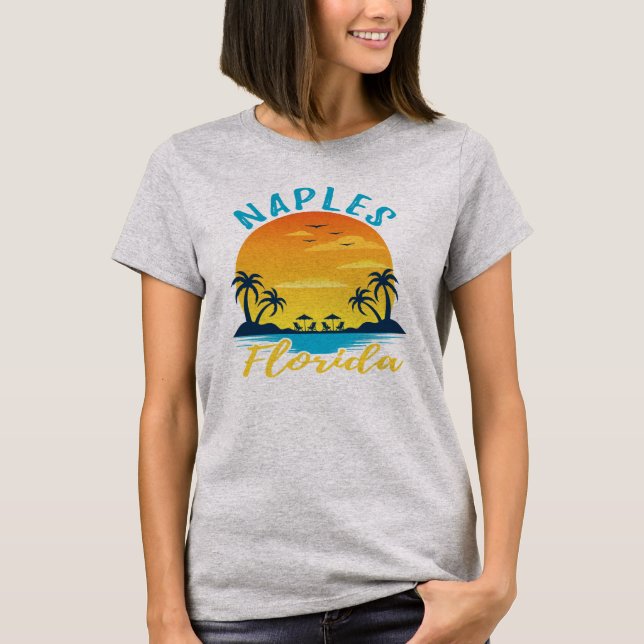 Neapel Florida Sunset Retro Urlaub T-Shirt (Vorderseite)
