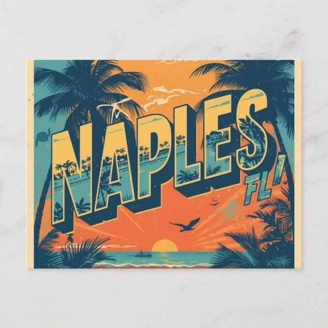 Neapel Florida träumend Retro Postkarte (Vorderseite)