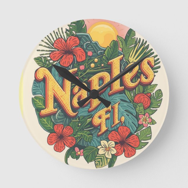 Neapel Florida träumend  Runde Wanduhr (Vorderseite)