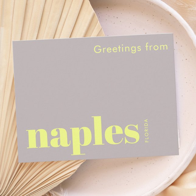 Neapel Florida typografisch gelb  Postkarte (Von Creator hochgeladen)