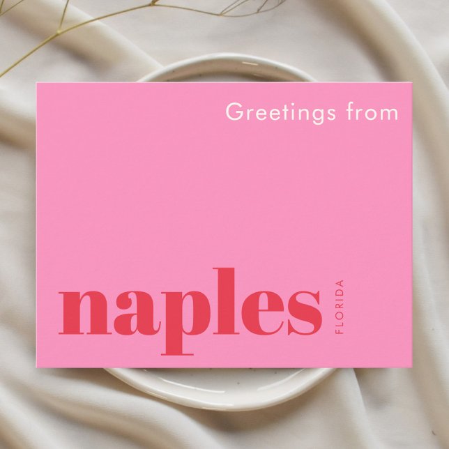 Neapel Florida typografisches Rosa Postkarte (Von Creator hochgeladen)