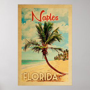 Neapel Florida Vintag Palm Tree Beach Poster
