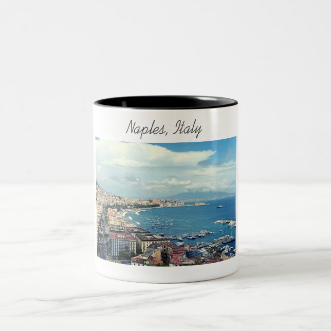 Neapel Italien Foto Küstenlinie Zweifarbige Tasse (Mittel)