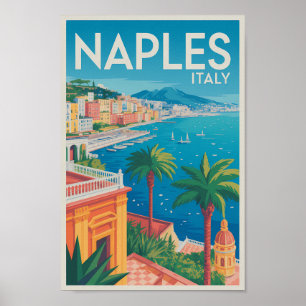 Neapel Italien Illustration Reise Kunst Vintage Poster