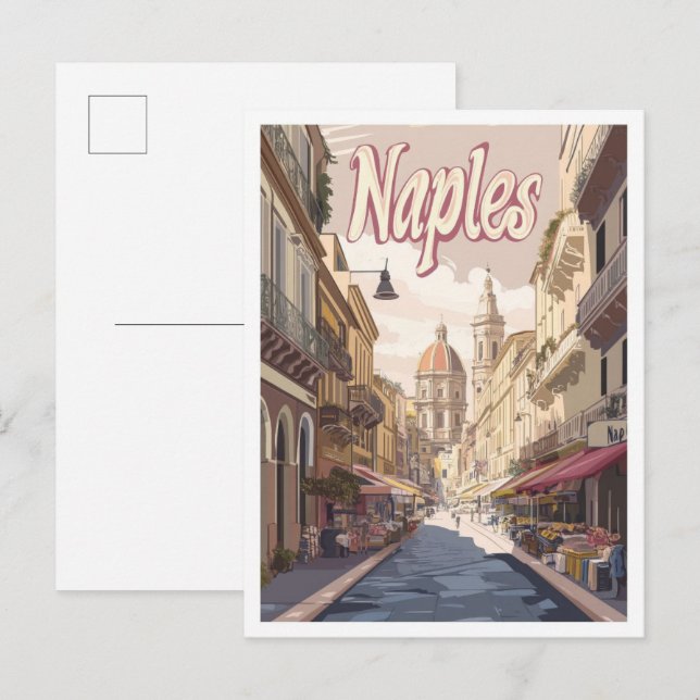 Neapel Italien Jahrgang Reise Illustration Postkarte (Vorne/Hinten)
