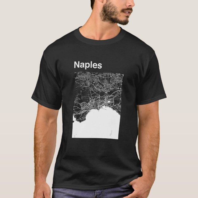 Neapel Italien Klassische Stadtkarte Grafik T-Shirt (Vorderseite)
