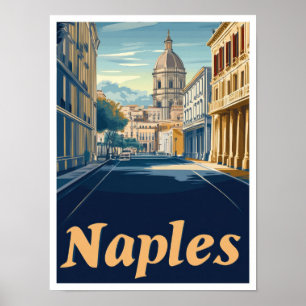 Neapel Italien Kunst Vintage Reiseillustration Poster