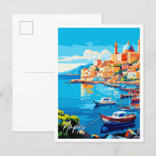 Neapel Italien Kunst Vintage-Reiseillustration Postkarte