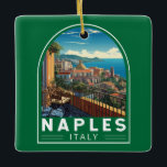 Neapel Italien Reisen Kunst Vintag Keramikornament<br><div class="desc">Neapel Retro Vektor Reise Design. Neapel ist die regionale Hauptstadt Kampaniens und die drittgrößte Stadt Italiens nach Rom und Mailand.</div>