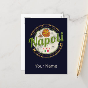 Neapel Italien Retro Vesuv und Pizza Vintage Feiertagspostkarte