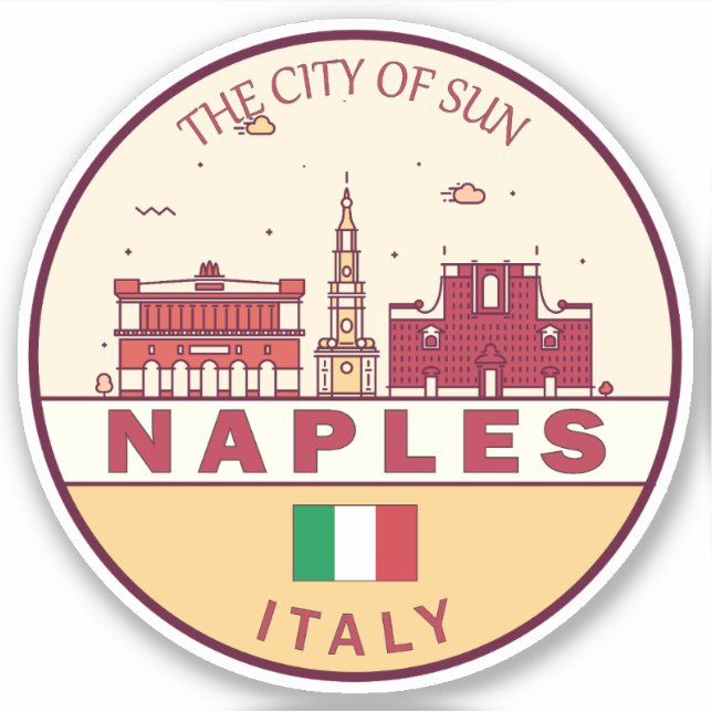 Neapel Italien Skyline Emblem Aufkleber (Vorderseite)