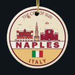Neapel Italien Skyline Emblem Keramik Ornament<br><div class="desc">Neapel minimalistisches,  farbenfrohes Kunstdesign mit Sehenswürdigkeiten und Sehenswürdigkeiten der Stadt in Italien.</div>