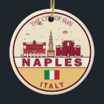 Neapel Italien Skyline Emblem Keramik Ornament<br><div class="desc">Neapel minimalistisches,  farbenfrohes Kunstdesign mit Sehenswürdigkeiten und Sehenswürdigkeiten der Stadt in Italien.</div>