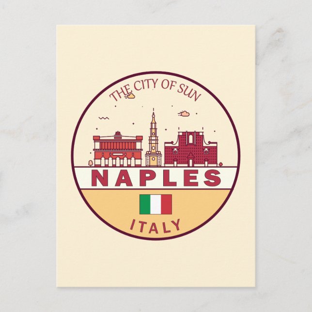 Neapel Italien Skyline Emblem Postkarte (Vorderseite)