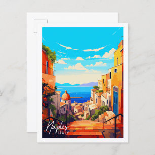 Neapel Italien Vintage Reise Illustration Postkarte