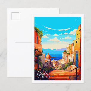 Neapel Italien Vintage-Reiseillustration Postkarte