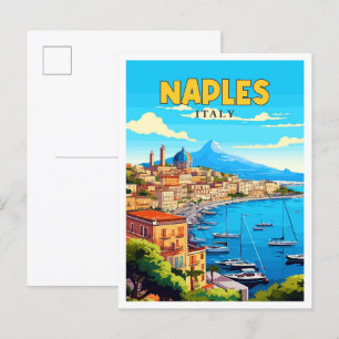 Neapel Italien vintage Reiseillustration Postkarte
